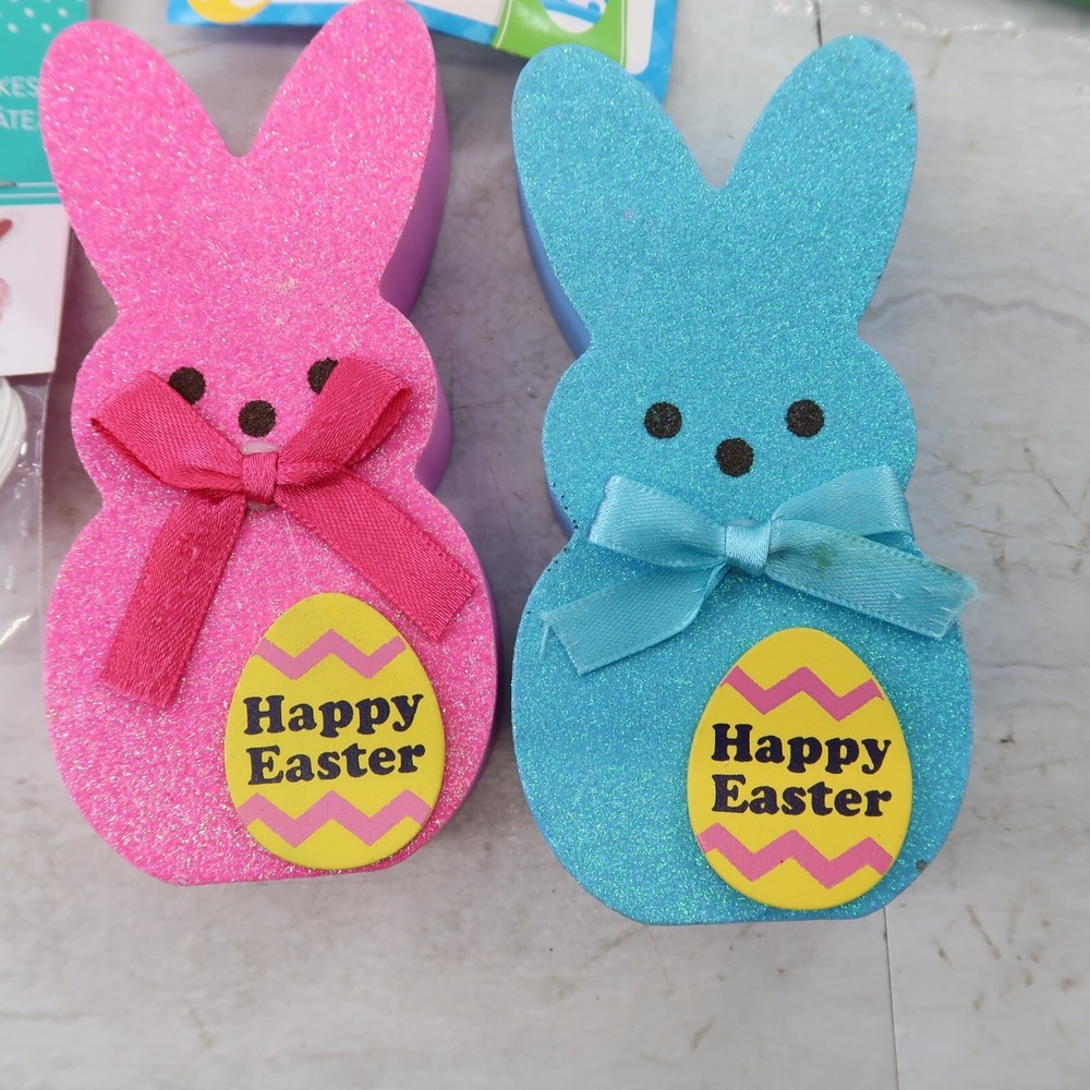 Large Easter Spring Bunny Party Supply Lot Napkins plates table cloths Bags Pan